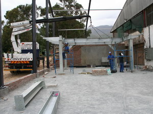 Installation of Grape Press Structure at Stettyn Wine Cellar